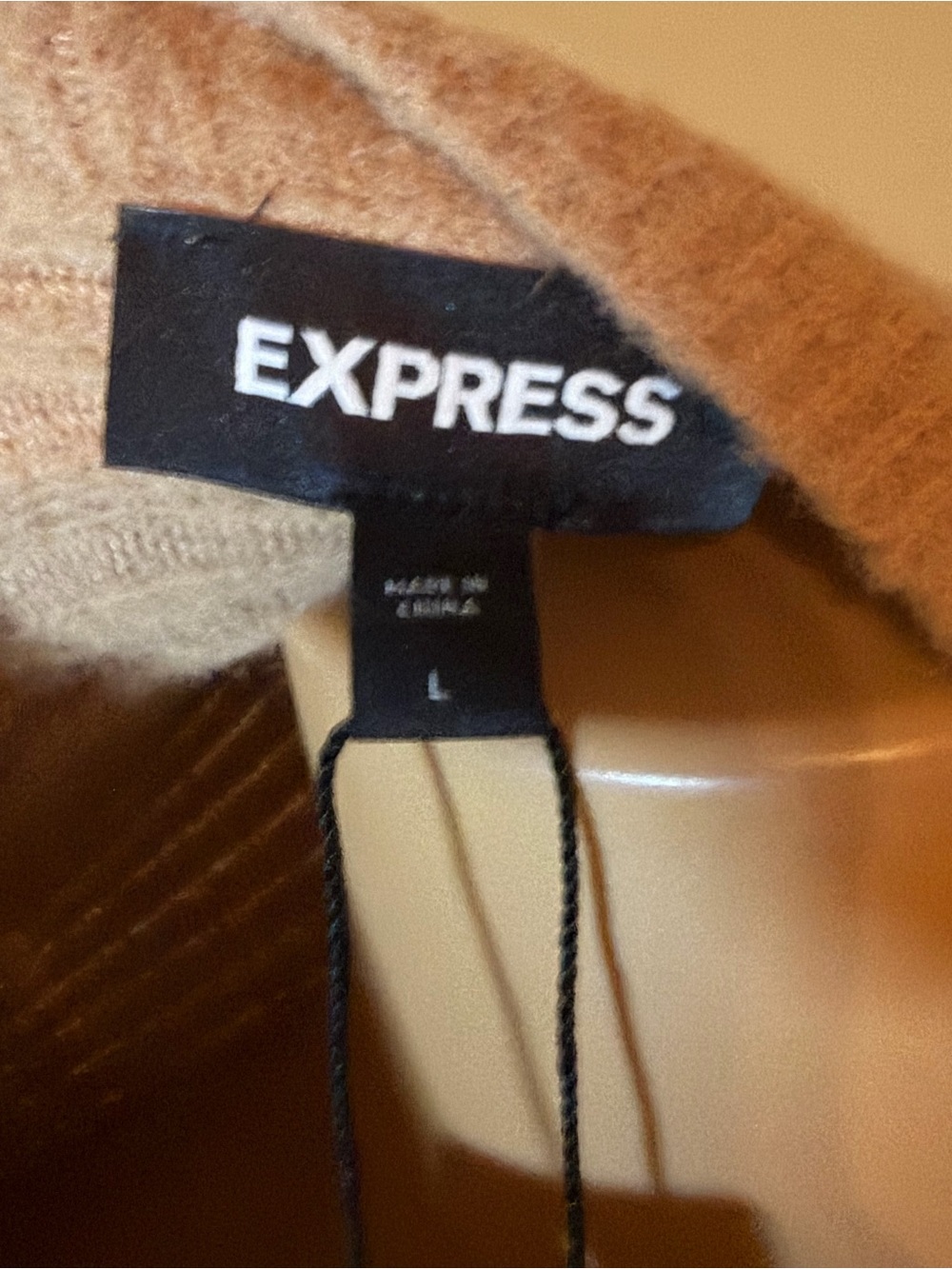 Express Cream Ribbed Wrap Tunic Sweater - Picture 7 of 7